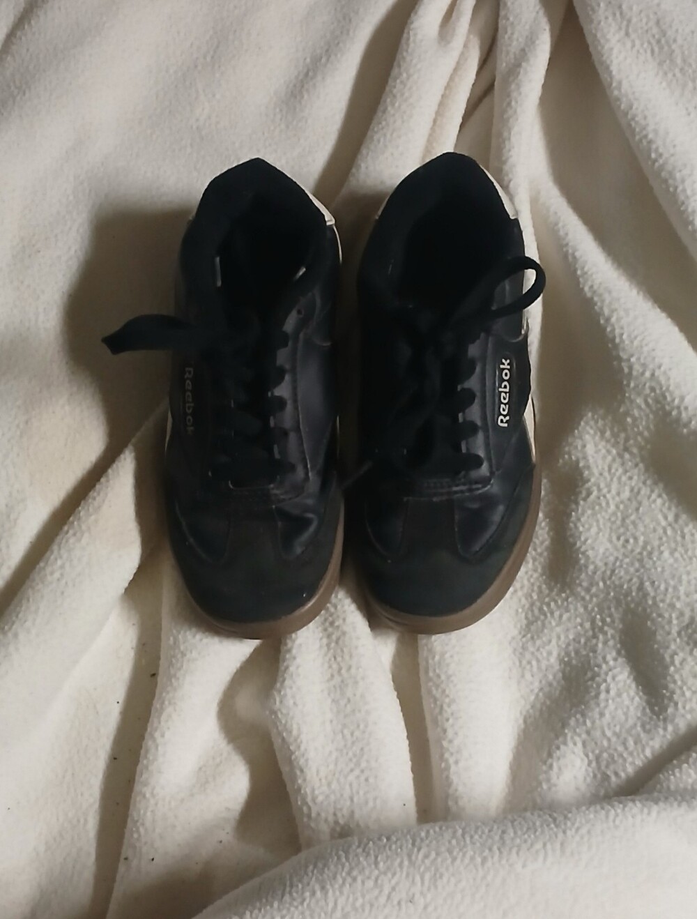 Reebok Black Leather Sneakers with Gum Soles